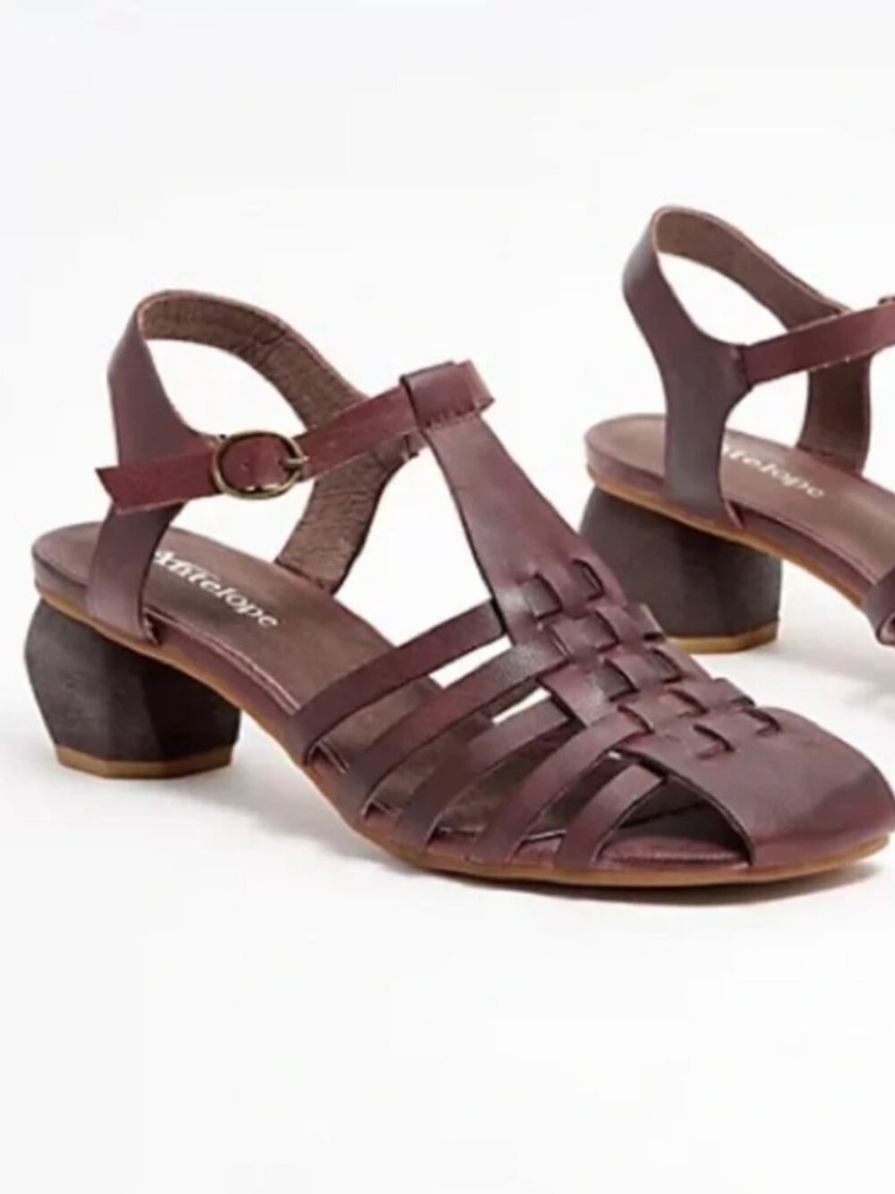 Sz 10 (41EU) - ANTELOPE Aren Women's Brown Leather Closed Toe Heel Sandals
